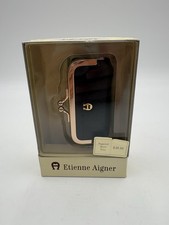 Vintage ETIENNE AIGNER Dark Brown Burgundy Leather Lipstick Case with Mirror picture
