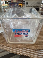 Rare Vintage Clear Cola Crystal Pepsi Ice Bucket w/Lid & Ice Tongs Lucite 6