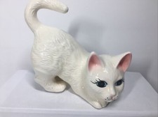 Vintage Porcelain White Cat Figurine With Blue Eyes By Artistic Gifts 6