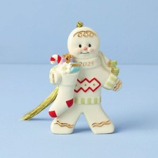 LENOX 2025 Gingerbread with Stocking Ornament NIB picture