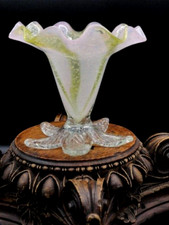 Antique Harrach Bohemian Pink Opalescent Gold Floriform Vase Silver Mica picture