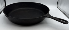 LODGE 12 Inch Cast Iron Skillet Fry Pan 10SK USA Flat Bottom Vintage picture