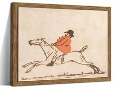 Vintage Horse Wall Art - Galloping Rider Canvas Print, Equestrian Decor 12x16in picture