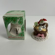 Vintage Jasco Lil Bassinet Chimer Bells Porcelain Christmas Ornament With Box picture