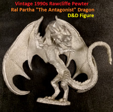 Vintage 1990s Rawcliffe Pewter Ral Partha The Antagonist Dragon Figure D&D USA picture