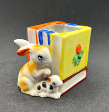 1930s Tashiro Shoten Japan Hand Painted Bunny Planter Elephant Mark Ceramic Hare picture