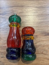 Vtg Olde Thompson Sunset Fiesta Acrylic Salt Pepper Mill Shaker Set 2 Multicolor picture