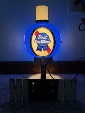 Vintage Pabst Blue Ribbon PBR Beer Lighted Cash Register Sign Round Back Bar picture