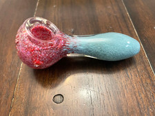 4” Premium Glass Pipe Bowl Red Lava Blue Tip picture