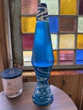 Vintage Y2K 1990s Blue & White Swirl Authentic Lava Light Lava Lamp Tested EUC picture