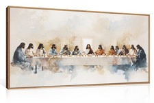 DRACIT Large Watercolor Jesus Last Supper Scene Framed Canvas Wall Art Set,Je... picture