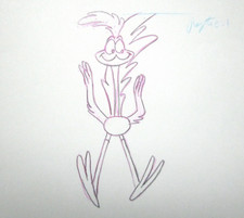 1973 ROAD RUNNER Warner Brothers ORIGINAL PRODUCTION cel DRAWING Plymouth car picture