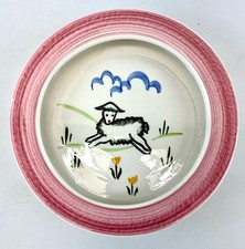 Stangl Flemington Exclusives Lamb Feeding Dish Pink Band Rare picture