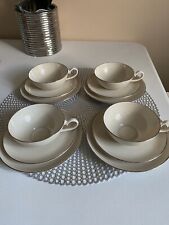 Fine Arts China Tranquility Cup Saucer Small Plate Set 12 Peaces Cream Platinium picture