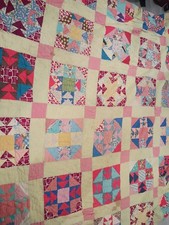 Vintage 1930s To 1940s Patchwork Star Quilt, Hand Stitched And Quilted- Full... picture