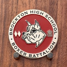 Brockton High Boxer Battalion Army JROTC Enamel Challenge Coin  W#16 picture