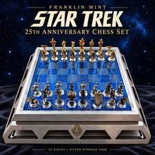 1991 Franklin Mint Star Trek 25th Anniversary Chess Set Complete Set + Board picture