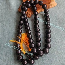 30mm Large Round Black 54Beads  Buddhist Mala Necklace Tassel Meditation Rosary picture