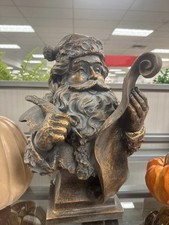Santa Writing List Bust Statue Antique Style 16” Brown Christmas Nice Naughty picture