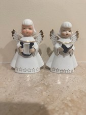 Two Vintage Christmas Angel Figurines  Horn Accordion Japan picture