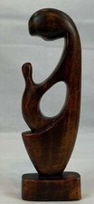 VTG Rare Beautiful African Handcrafted Wooden Mother & Child Sculpture - Estate picture