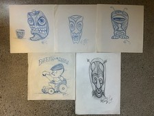 ORIGINAL Von Franco Ed Roth TIKI RAT FINK  Drawings Sketches ART LOT Lowbrow picture