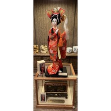 Vintage Japanese Yaegakihime Princess Doll Red Silk Kimono Samurai Helmet 20