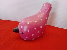 Vintage Bird Dove Figurine Soap Stone Pink Polka Dots Paperweight 5