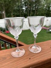 2 Vintage JG Durand Crystal FLORENCE Water Goblet Wine Glasses picture