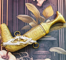Vintage Saudi Arabia Brass Jambiya Khanjar Curved Dagger Souvenir Presentation picture