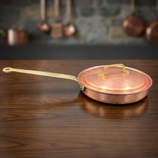 Vtg Stockli Netstal Swiss Copper Skillet Saute Pan Skillet Lid Brass Swiss Made picture