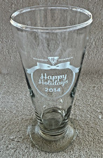 BJ's Brewhouse Beer Glass HAPPY HOLIDAYS 2014 Footed Pilsner Beer Glass picture