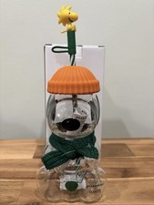 Starbucks x Peanuts Snoopy Clear Glass Cold Cup w/ Straw, Lid, Woodstock Topper picture