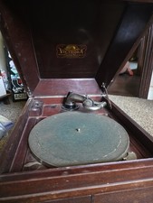 Victor VV-1X Victrola Tabletop 78 RPM Record Crank Phonograph Works Record Vtg picture
