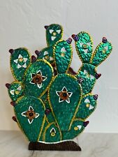 Vintage Mexican Folk Art Punched Pierced Prickly Pear Cactus Candle Holder picture