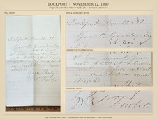 1887 Lockport Signed Letter $357.28 Contract Settlement Antique Ephemera picture