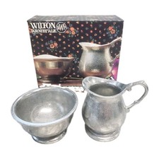Vintage Wilton Armetale RWP Aluminum Metal Country Ware Revere Cream & Sugar Set picture