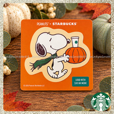 🍂🎃 2026 PEANUTS + Starbucks The Great Pumpkin Snoopy Die-Cut Gift Card MINT $0 picture
