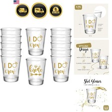 Bride and I Do Crew Bachelorette Shot Glasses, Set of 12, 11 Gold I Do Crew a... picture