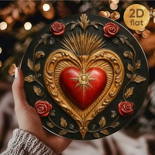 Retro Mexican Sacred Heart Tin Metal Signs Home Décor Wall Art 8x8  picture