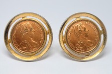 VINTAGE AUSTRIAN MARIA THERESIA THALER GOLD TONED CUFFLINKS picture