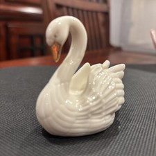 Vintage Lenox Swan Figurine 24K Gold Accents Place Card Holder/Cake Topper picture