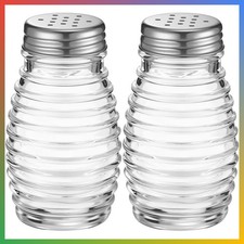 1 Set Retro Salt and Pepper Shakers Set Small Vintage Clear Glass Salt picture