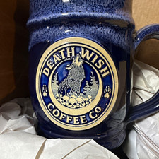 Death Wish Coffee Company Blue Ceramic Mug Coffee  Lone Wolf 2628 Mug picture