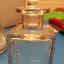 Vintage Clear Glass Perfume Bottle with Faceted Crystal Stopper, Decorative picture