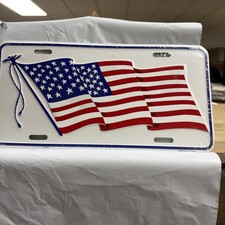 1980's USA FLAG BOOSTER License Plate  Wavy Flag NEW picture