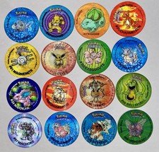 Vintage 1998 Pokémon Tazos Taps 2 Lenticular 3D Pogs Chipy Lot of 16 Peru picture