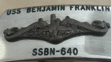 USS BENJAMIN FRANKLIN SSBN-640 SUBMARINE w/Dolphin Belt Buckle picture