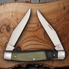 Roper Knives Muskrat Pocket Knife Satin 1065 Carbon Steel Blades Micarta Handle picture