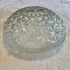 Vtg Diamond / Star Flower Clear Glass Ceiling Light Fixture Shade 7 3/4